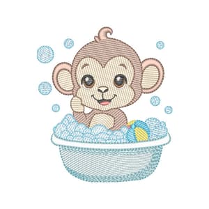 Matriz de bordado Macaquinho Hora do Banho