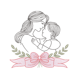 Matriz de bordado Laço com Rmos de dia das Mães