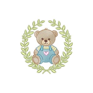Ursinho em Moldura de Floral (Pontos leves)