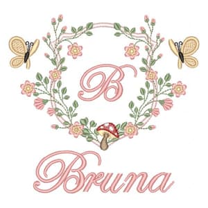 Alfabeto Letra B com Flores e Nome Editável (Pontos Leves)