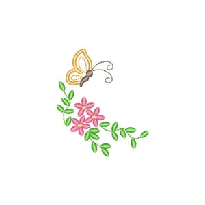 Galho de flores canto com borboleta