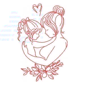 Mãe e Filha (Redwork)
