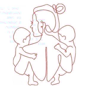 Mãe e Filhos (Redwork)