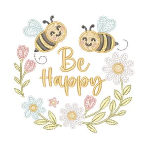 Frase Be Happy (Rippled)