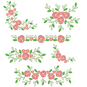  Flores com folhas em contorno