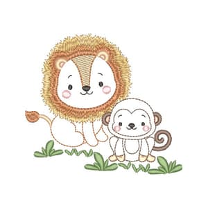 Leão e Macaco Minimalista (Pontos Leves)