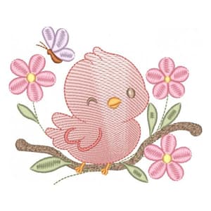 Passarinha Fofa no Galho Florido (Pontos Leves)