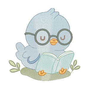Passarinho Fofo Lendo Livro  (Pontos Leves)