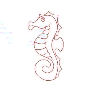 Cavalo Marinho no Fundo do Mar em contorno (Redwork)