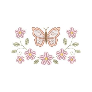 Borboleta com Ramo Floral