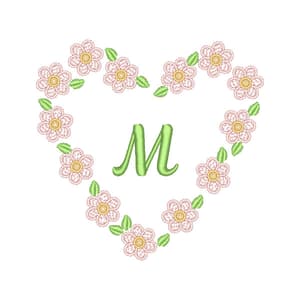 Coração Floral com Letra (Pontos Leves)