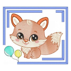 Raposinho Fofo na Moldura com Balões (Pontos Leves)
