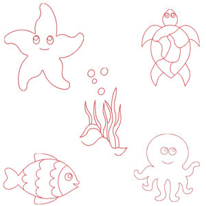  Fundo do Mar (Redwork)