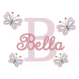 Letra B com Borboletas e Nome (Pontos Leves)