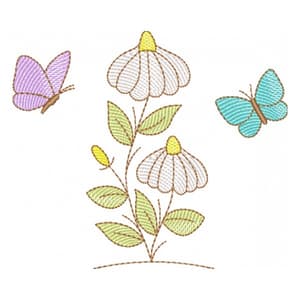Floral com Borboletas (Pontos Leves)