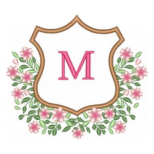 Moldura Floral com Inicial (Pontos leves e Aplique)