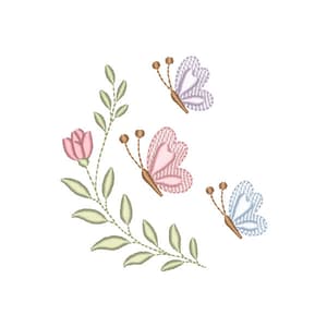 Borboletas e Ramo Floral (Pontos Leves)