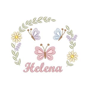 Moldura Floral com Borboletas e Nome (Pontos Leves)