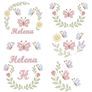  Floral com Borboletas Delicadas (Pontos Leves)