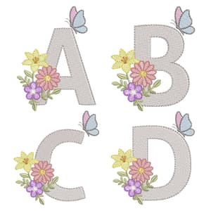  Alfabeto Floral com Borboleta (Pontos Leves)