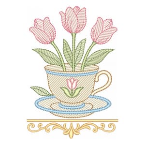 Xícara com Tulipa (Pontos Leves)