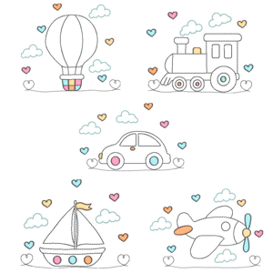  Meios de Transporte Cute (Em Contorno)