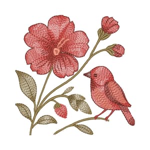 Passaro Floral Vermelho