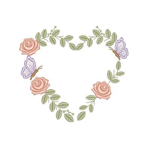 Coração Floral com Borboletas