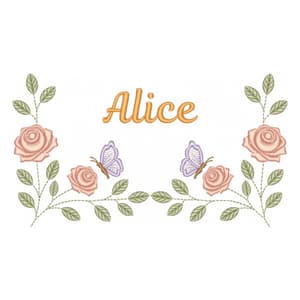 Floral de Rosas com Borboletas e Nome