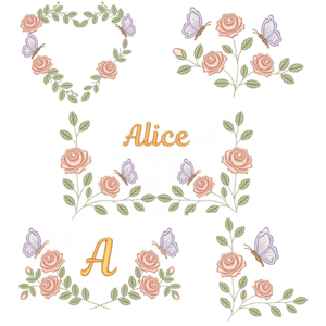  Floral de Rosas com Borboletas