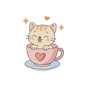 Xícara do Gatinho Cute (Pontos Leves)