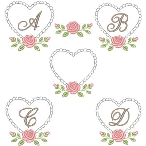  Alfabeto Moldura de Coração com Rosa