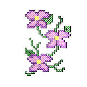Matriz de bordado flor  ponto cruz