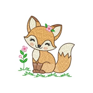 Raposa em jardim de flores