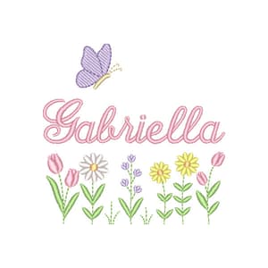 Nome com Flores e Borboleta (Pontos Leves)