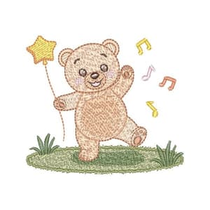 Ursinho feliz com balão de estrela