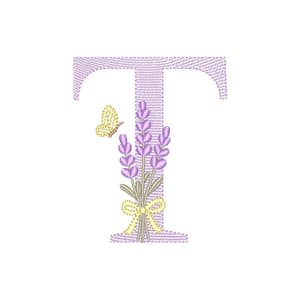  Monograma de Lavanda com Letra T (Pontos Leves)