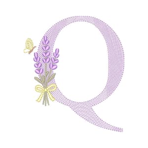  Monograma de Lavanda com Letra Q (Pontos Leves)
