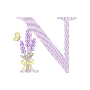  Monograma de Lavanda com Letra N (Pontos Leves)