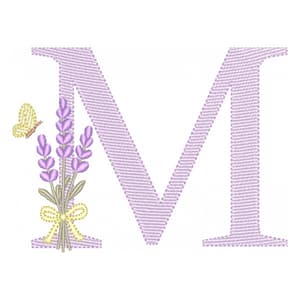  Monograma de Lavanda com Letra M (Pontos Leves)