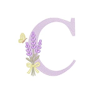  Monograma de Lavanda com Letra C (Pontos Leves)