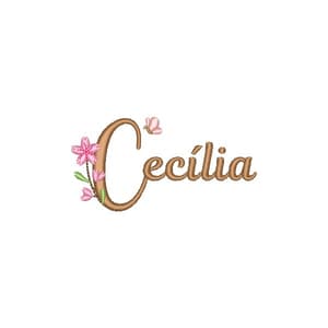 Letra C com Ramo de Cerejeira e Nome