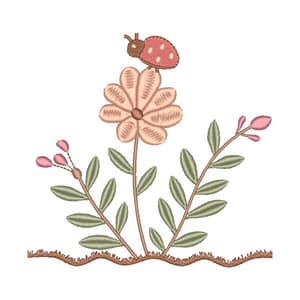 Jardim Floral Boho com Joaninha