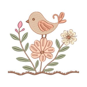 Jardim Floral Boho com Passarinho