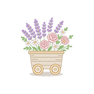 Carrinho com Flores e Lavanda (Pontos Leves)