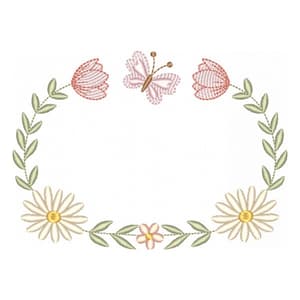 Moldura Floral com Borboleta (Pontos Leves).EMB