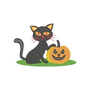 Halloween - Gato Preto e Abóbora