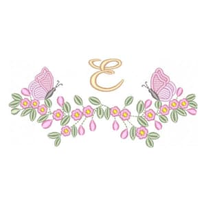 Borboleta com Arranjo Floral e Inicial (Pontos Leves)