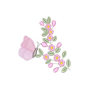 Arranjo Floral com Borboleta (Pontos Leves)