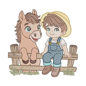 Menino Fazendeiro e Cavalo (Pontos Leves)
